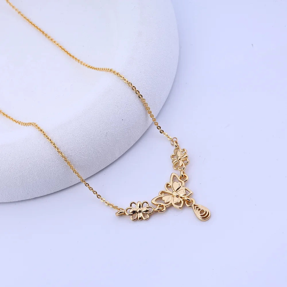 Butterfly, butterfly, flower, tassel necklace