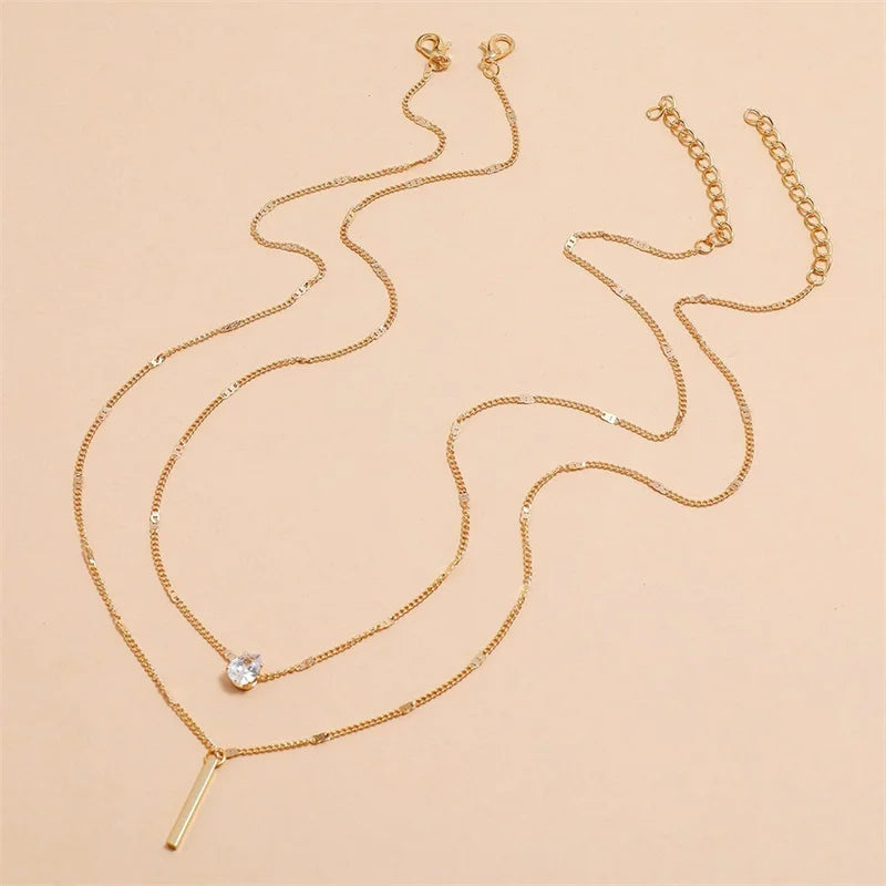 Crystal Pearl Layered Collar Necklace