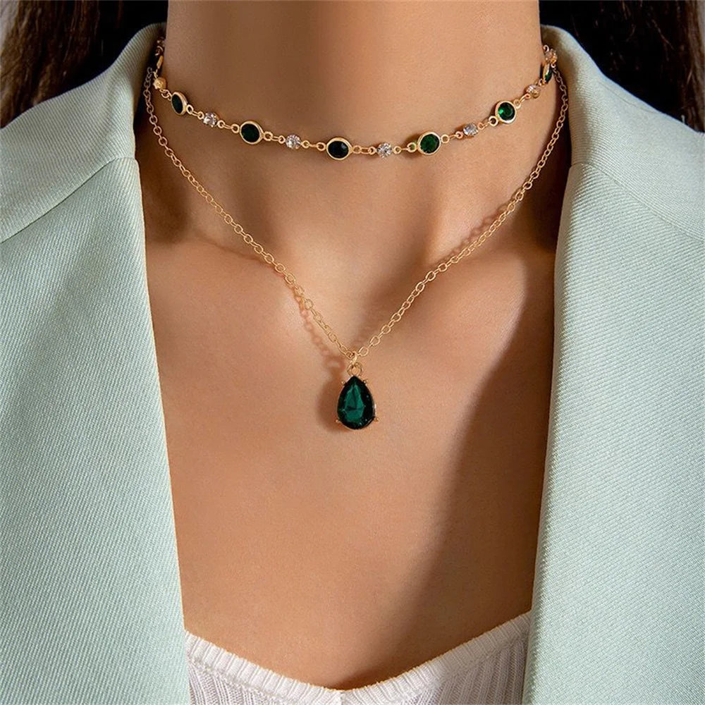 Crystal Heart Star Sun Moon Necklace