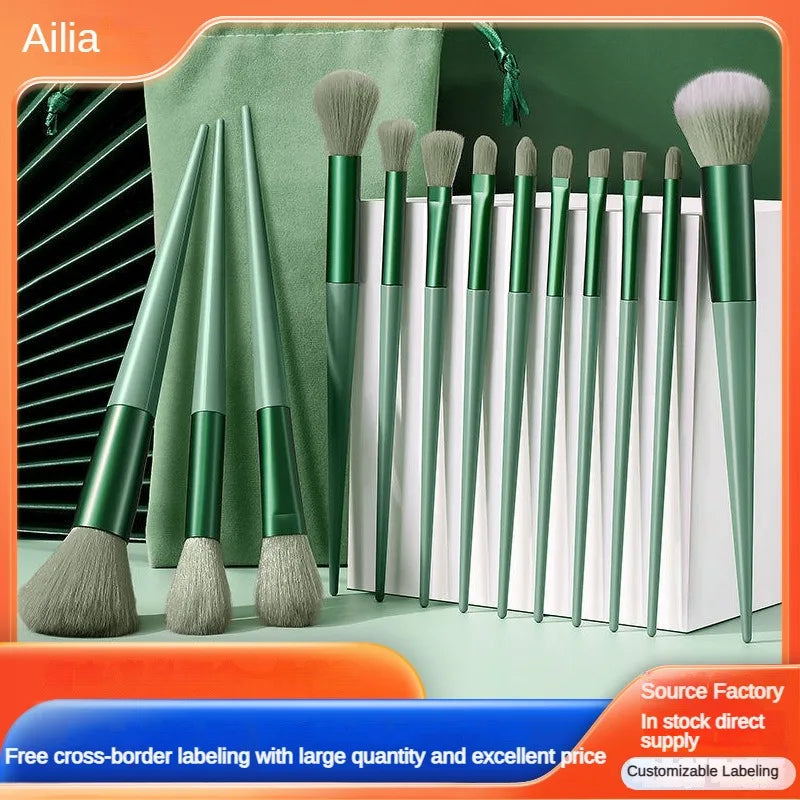 13 purple flower holly leaf makeup brush suit