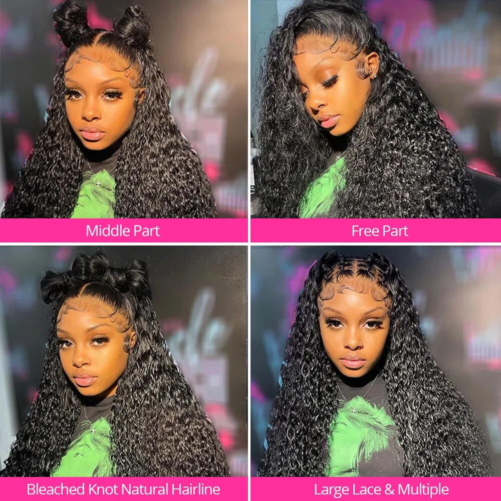 40Inch Deep Wave Frontal  Curly Human Hair