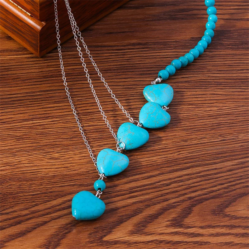 Turquoise Stone Heart Necklace