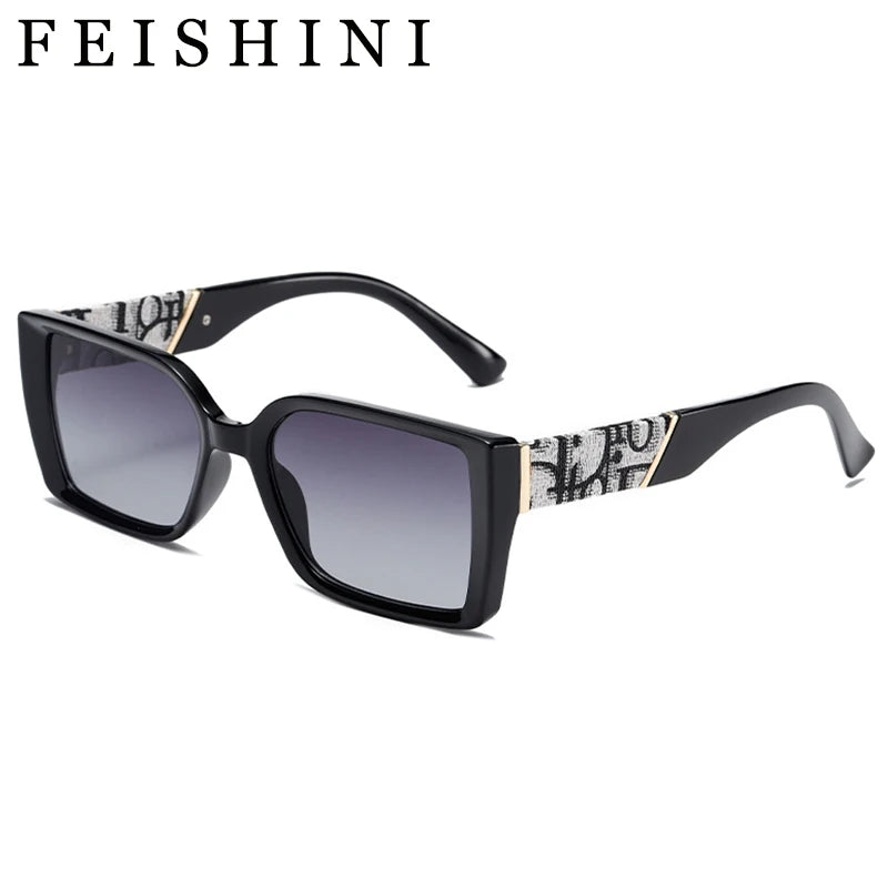 Letter Square Retro Tinted Rectangle Sunglasses
