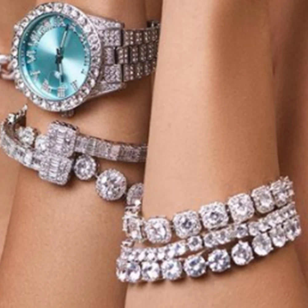 Iced Out Heart Square Crystal Cuban Link