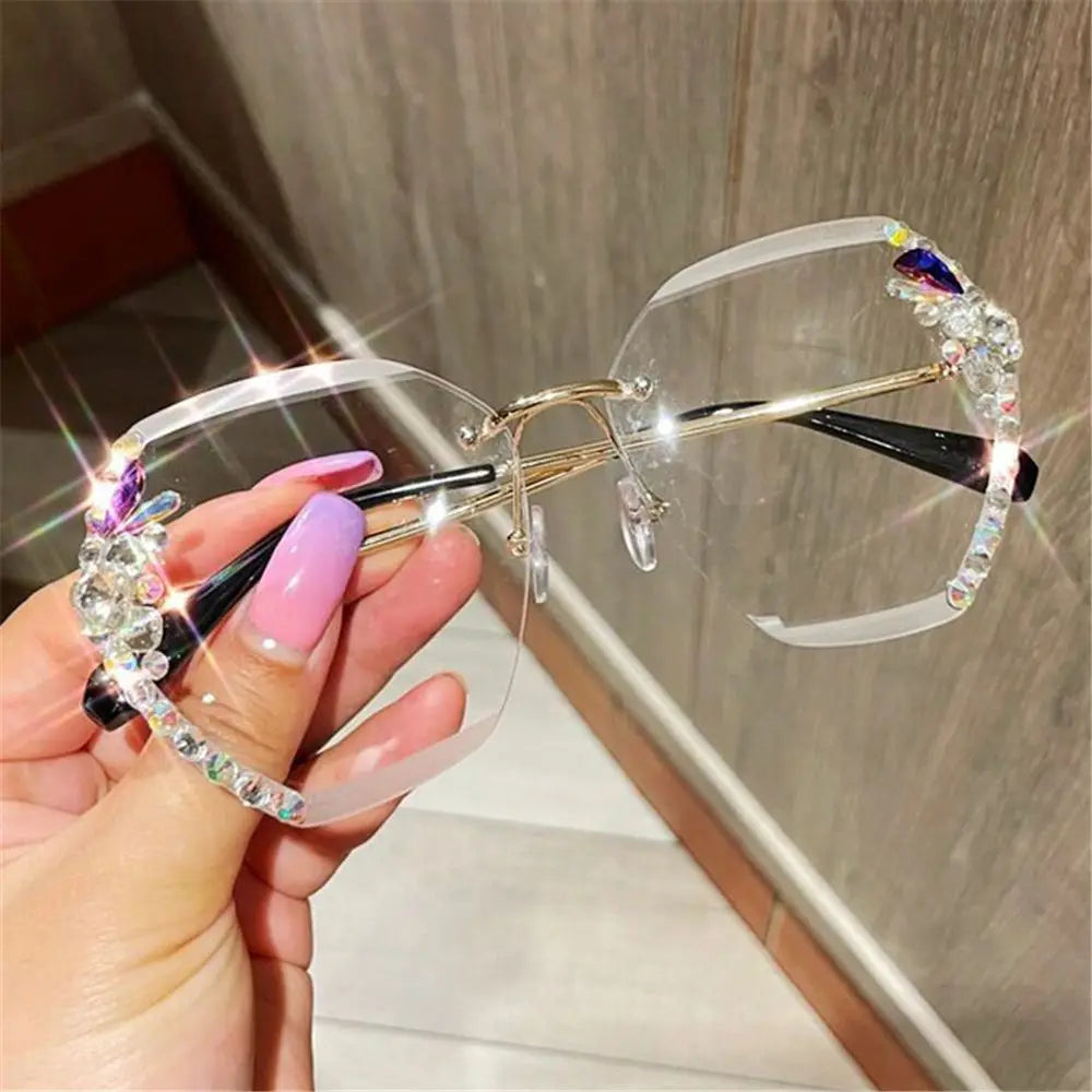 Rimless Trendy Retro Cutting Sunglasses