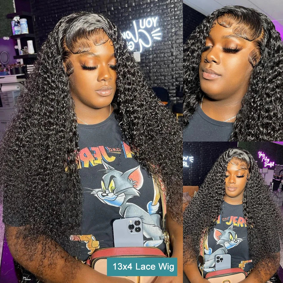 13X6 Water Wave Curly  Human Hair Wig