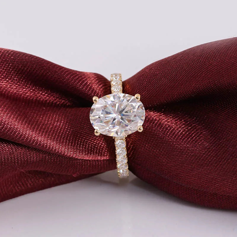 10K/14K/18K/PT950 Moissanite Oval Cut 3 CT D Color