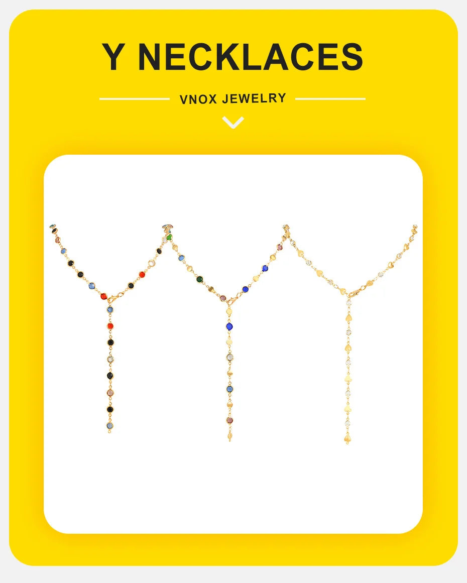 Dainty Colorful Glass Long Y-shaped Necklace