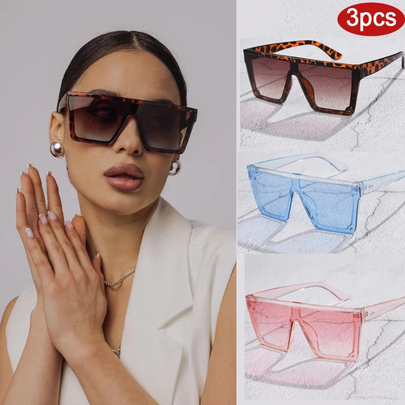 Oversized Flattop Square Sunglasses