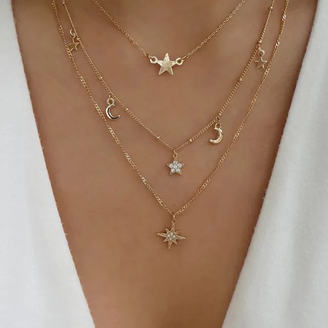 Crystal Star Pendant Necklaces