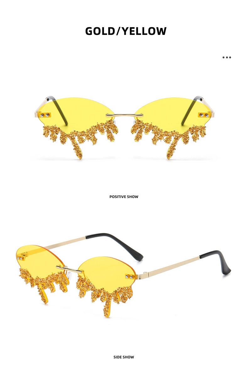 Diamond Rimless Rhinestone Tear Shaped