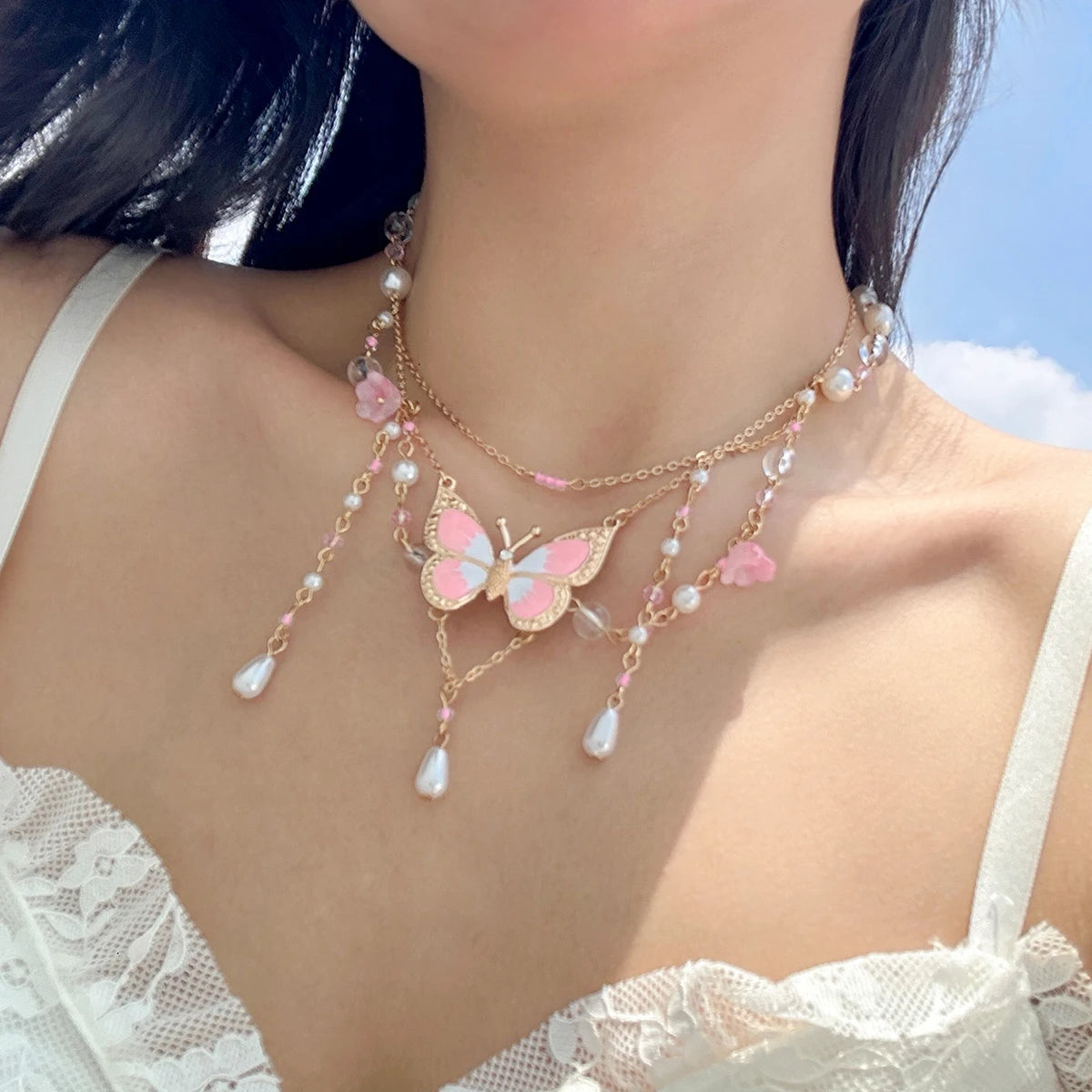 Sweet Drip Oil Butterfly Necklace Aesthetic Jewelry