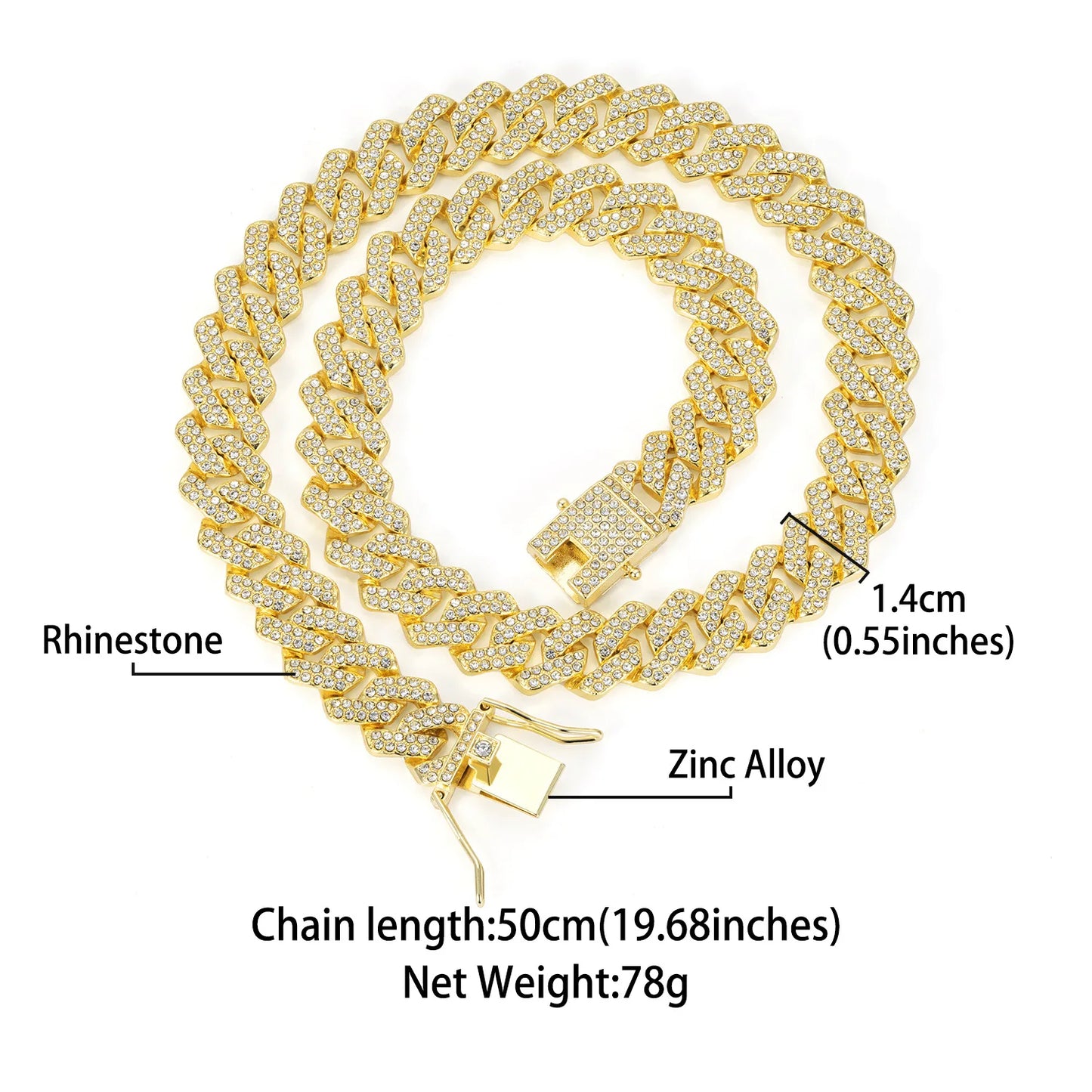 Hip Hop Shiny Cuban Link | Rhinestone Iced Out