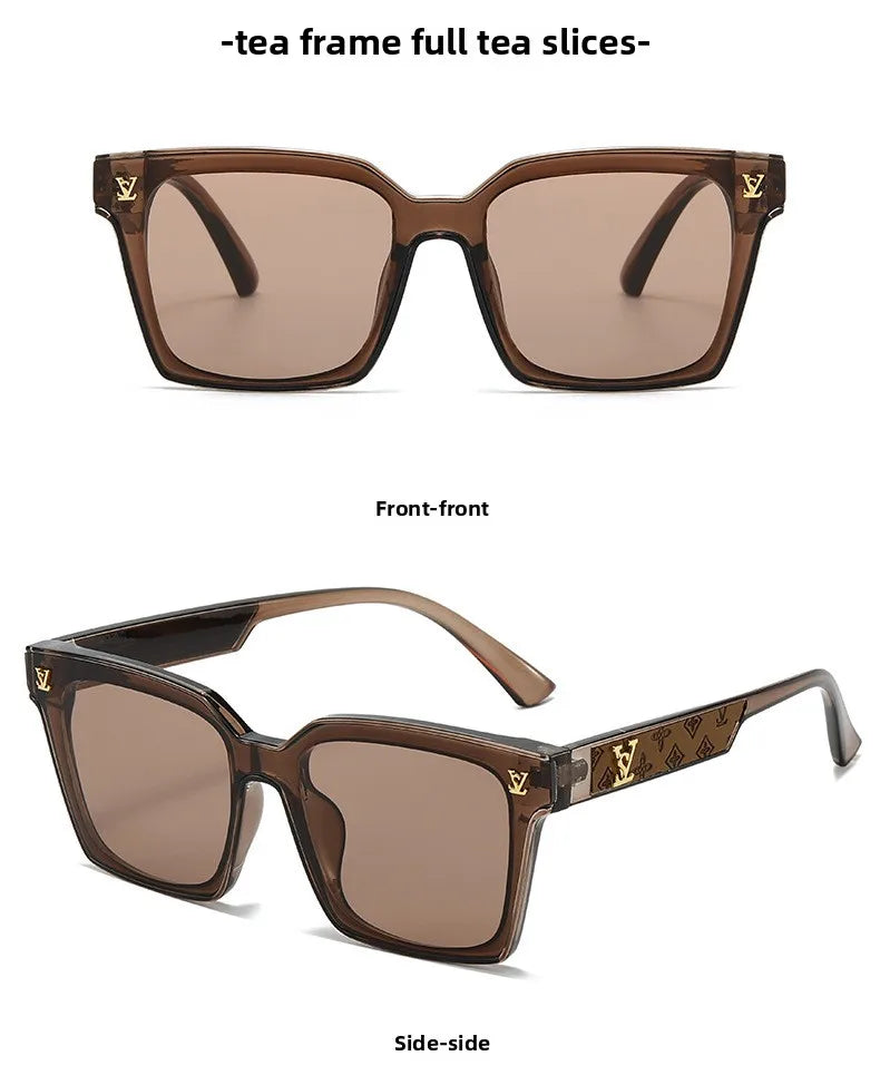 New Square Unisex Leather Sunglasses