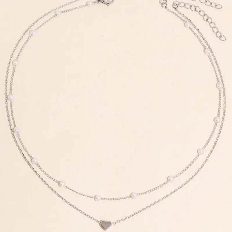 Heart Pendant Pearl Gold