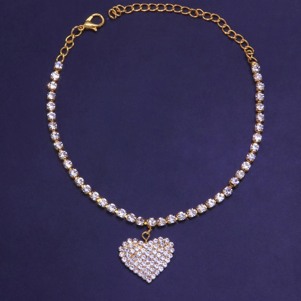 Luxury  Heart Pendant Chain Anklets