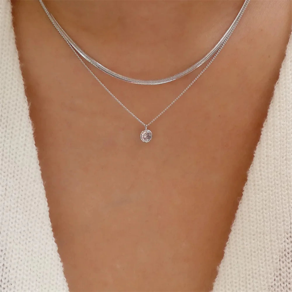 Pendant Pearl Necklace Gold Color Multi-layer