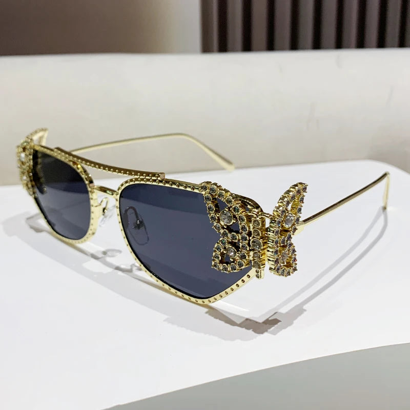 Butterfly diamond-encrusted sunglasses