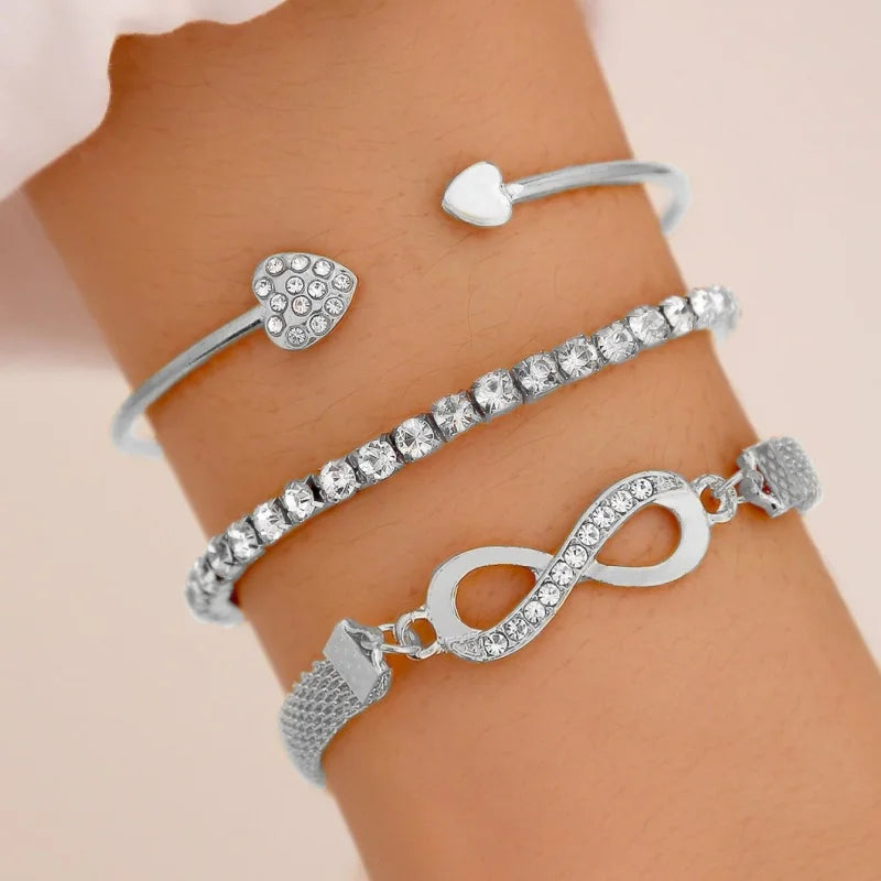 Crystal Rhinestone Heart Bracelets