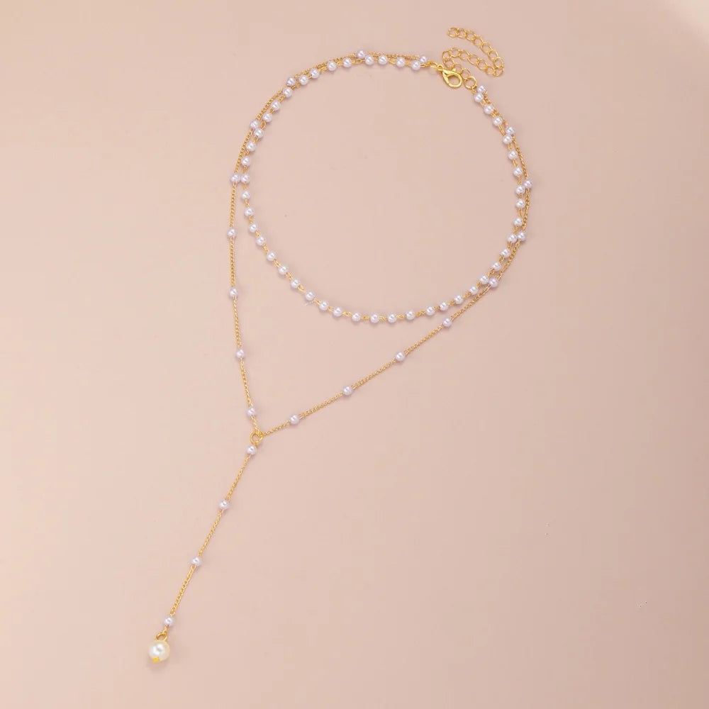 Vintage Pearl Y Lariat Necklace