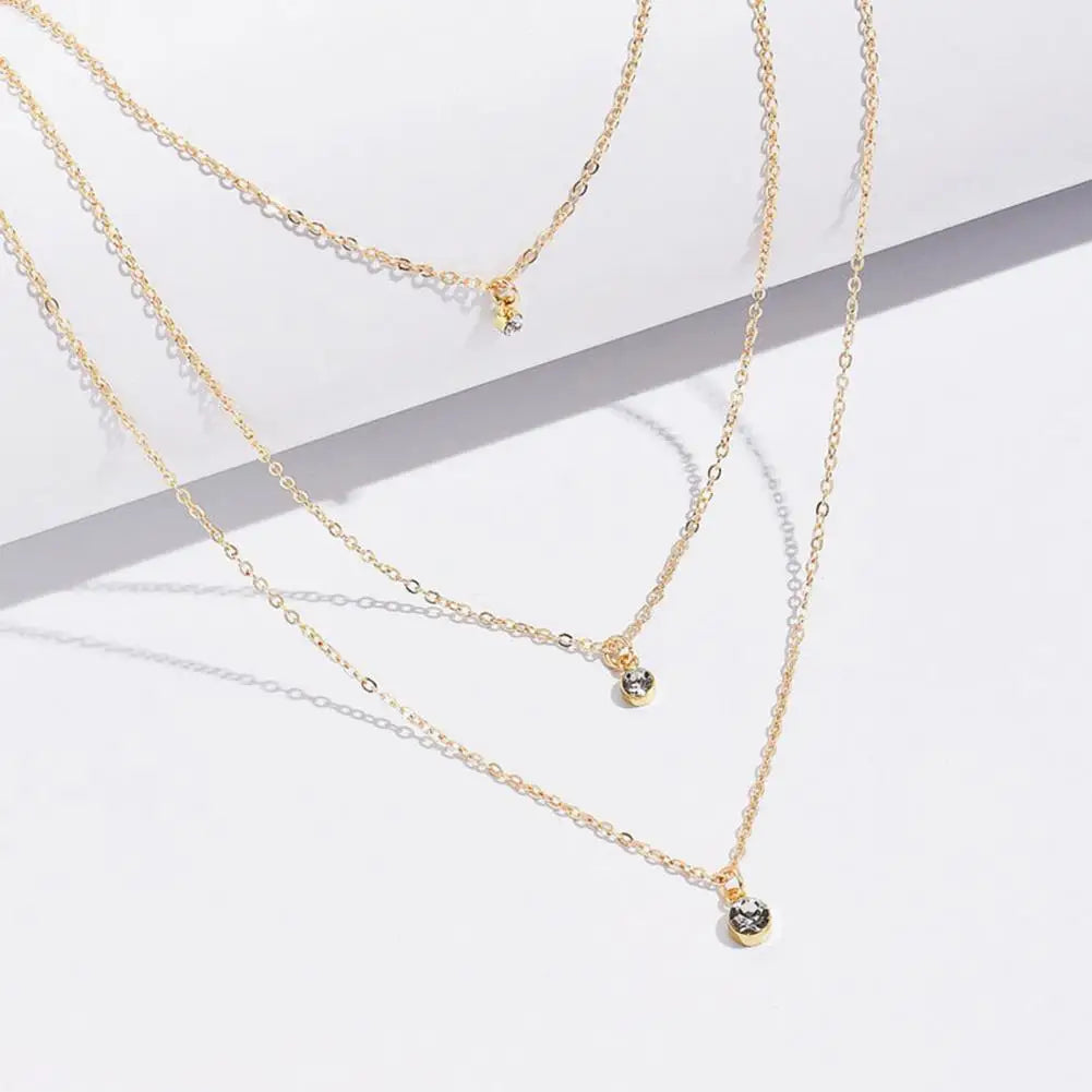Adjustable Rhinestone Pendant Three Layers