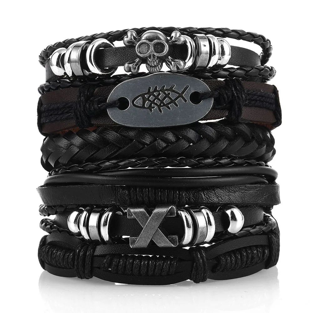 Adjustable Leather Set viking bracelet