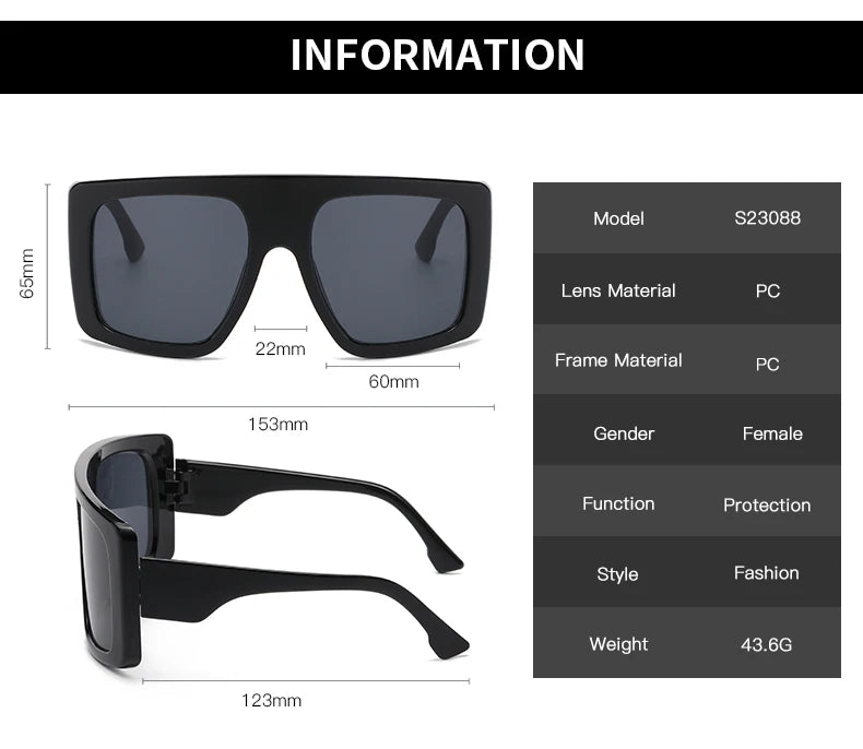 Oversized Punk Cycling Square Sunglasses