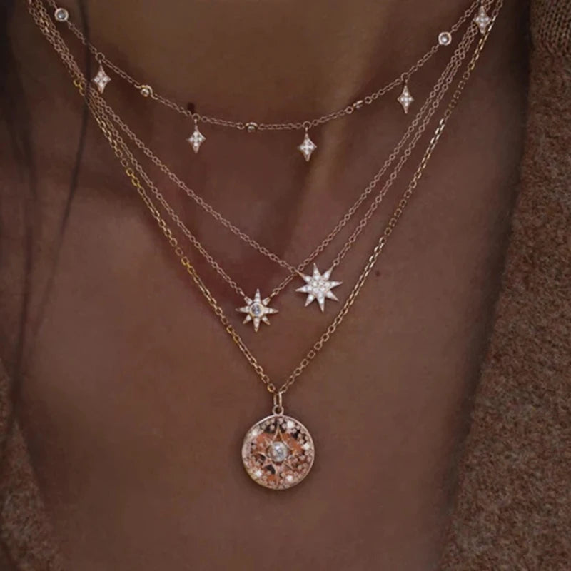 Multi-layer Crystal Pendant Necklace
