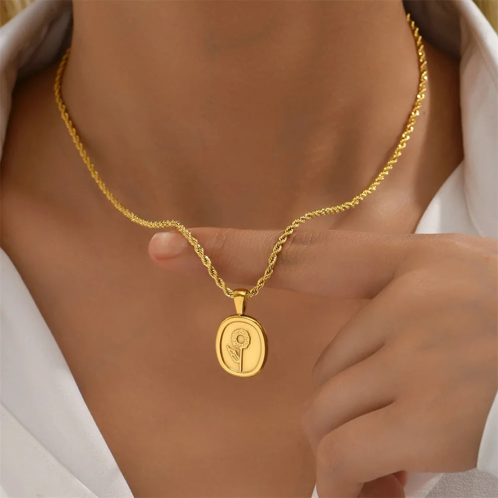 Crystal Heart Star Sun Moon Necklace