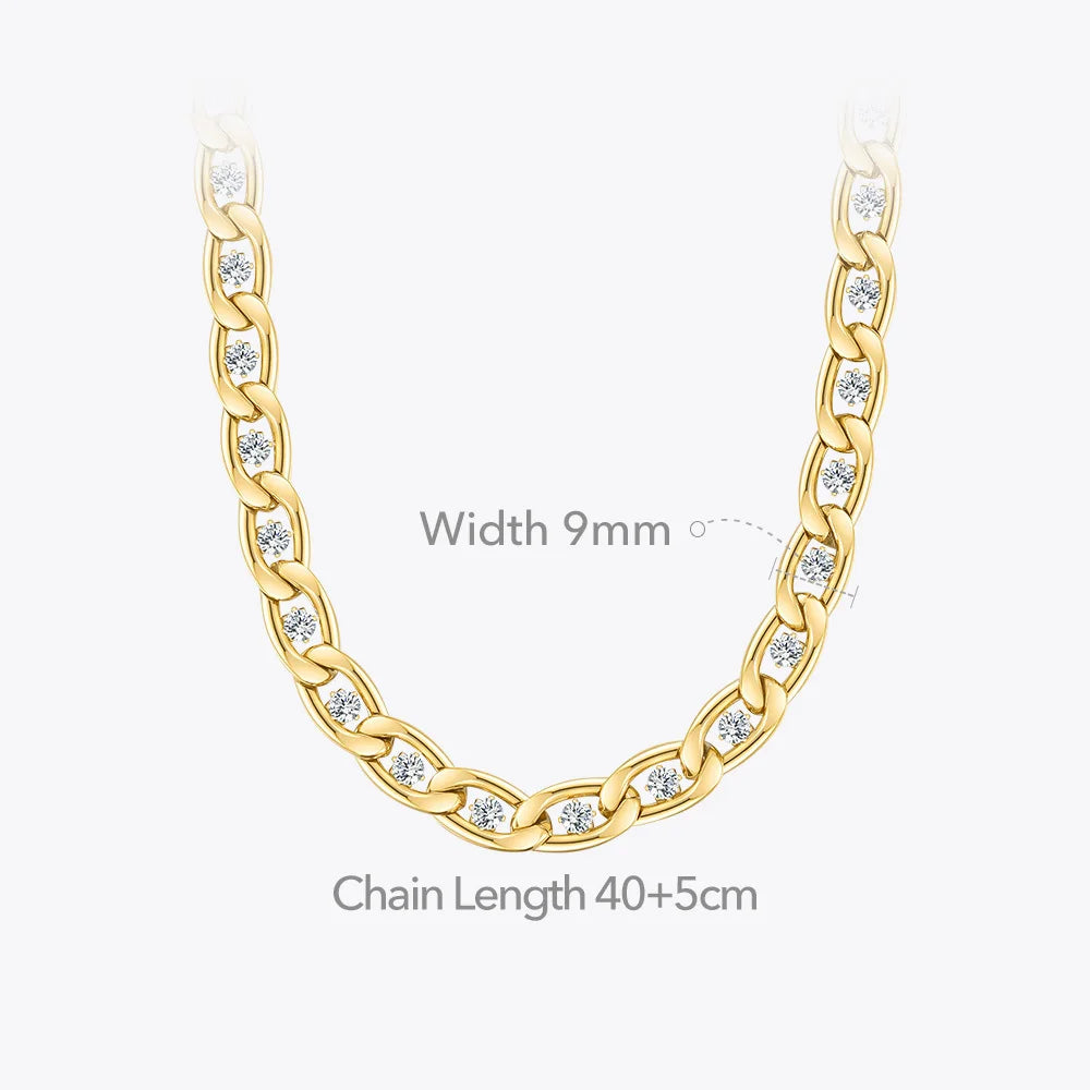 Luxurious Stainless Steel Zircons Gold Necklace