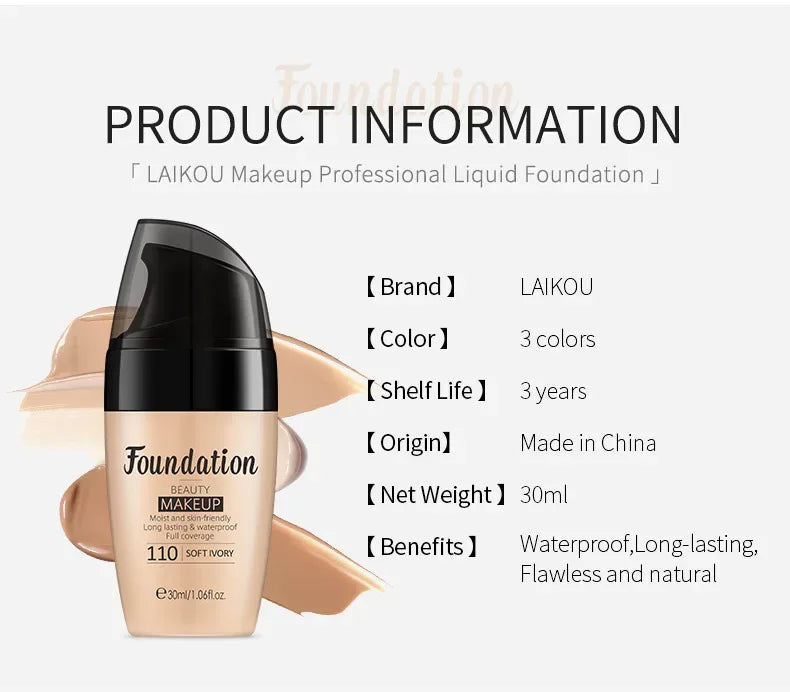 Liquid Foundation Moisturizing Long Lasting Natural Brighten