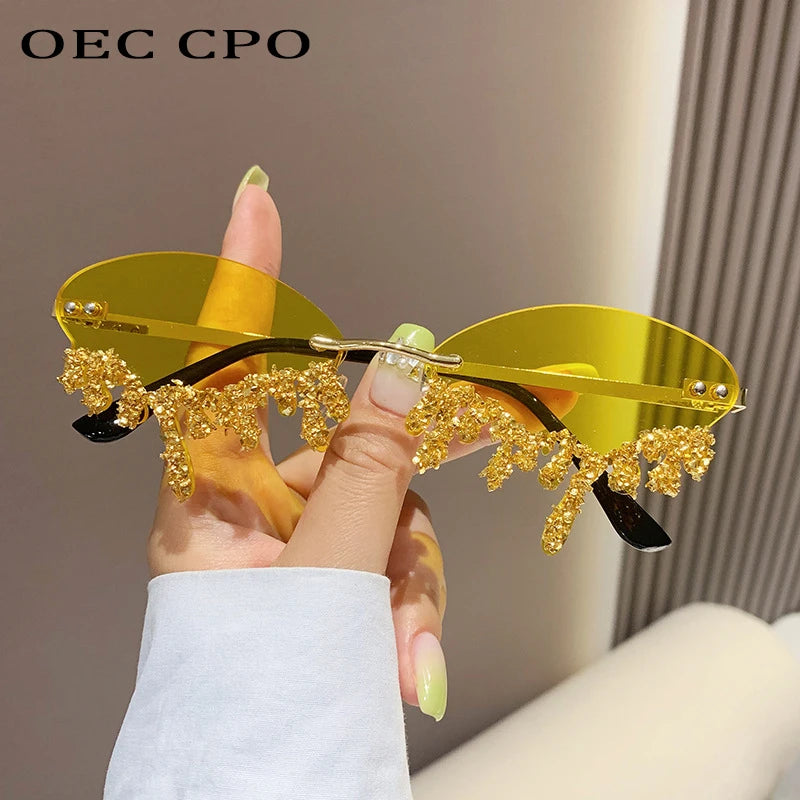 Diamond Rimless Rhinestone Tear Shaped