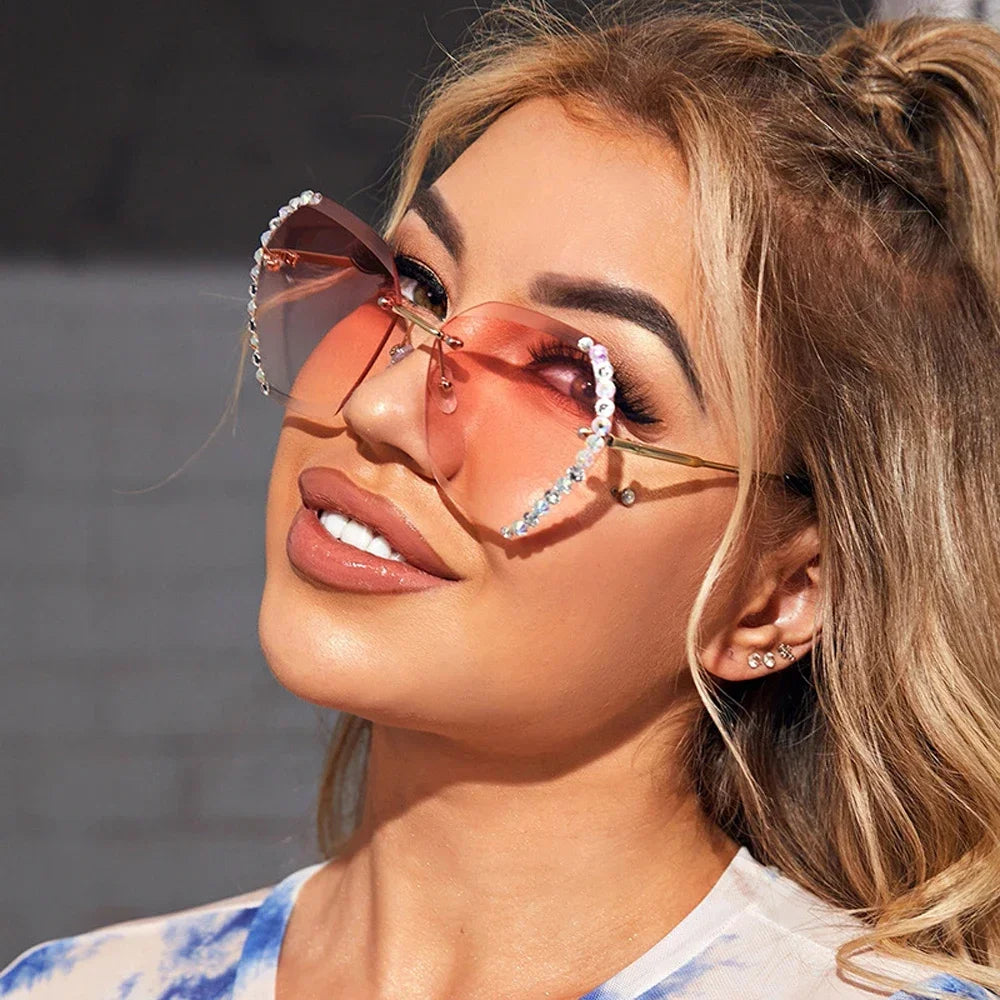 Oversized Rimless Luxury Diamond Square