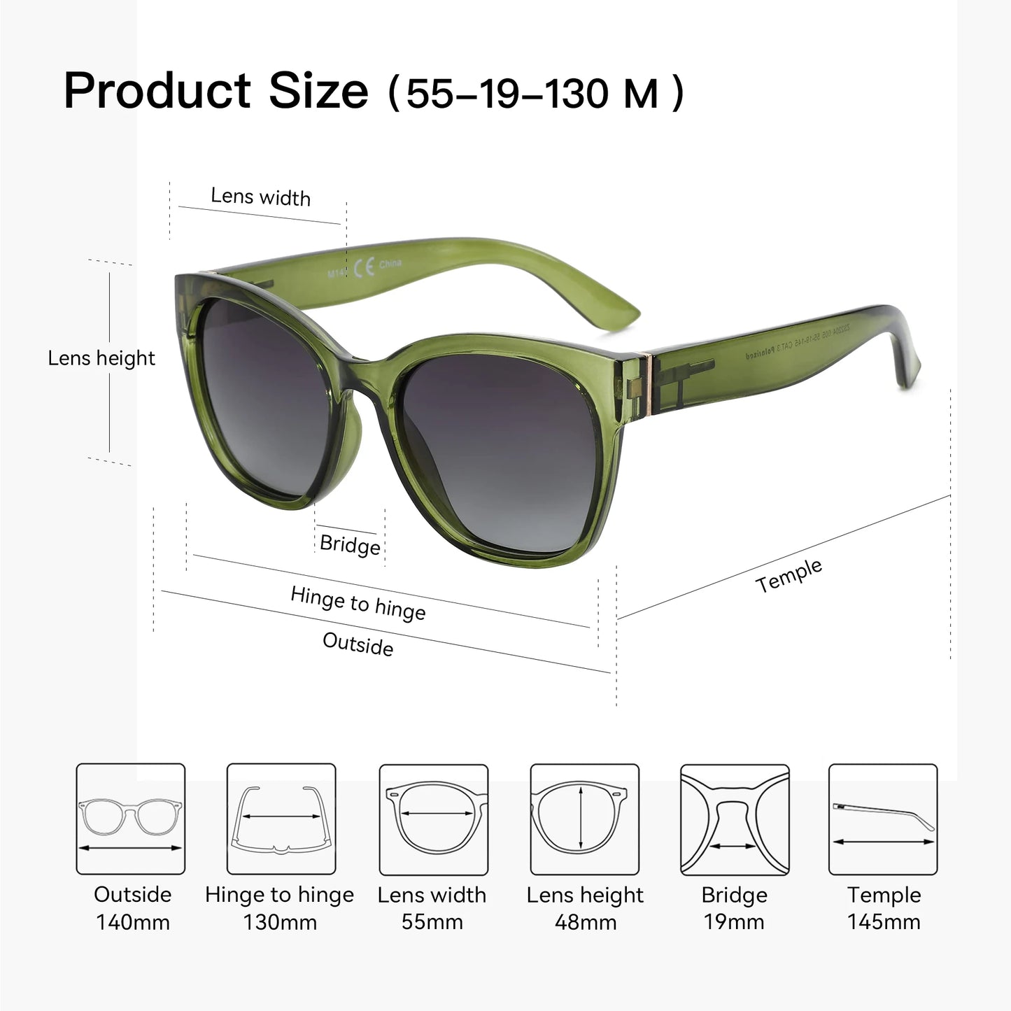 Polarized UV400 Cat Eye Sunglasses