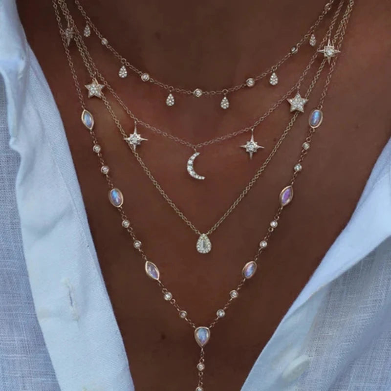 Multi-layer Crystal Pendant Necklace