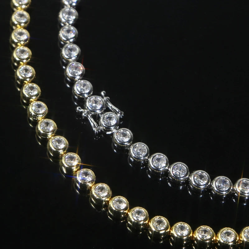 Tennis Chain Necklace Cubic Zirconia  | Gold and Platinum Plated