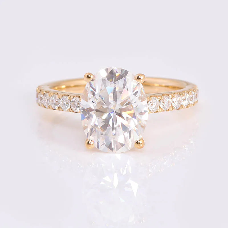 10K/14K/18K/PT950 Moissanite Oval Cut 3 CT D Color