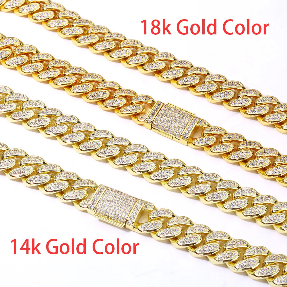 Hip Hop 14k Gold Plated Iced Cuban Chain