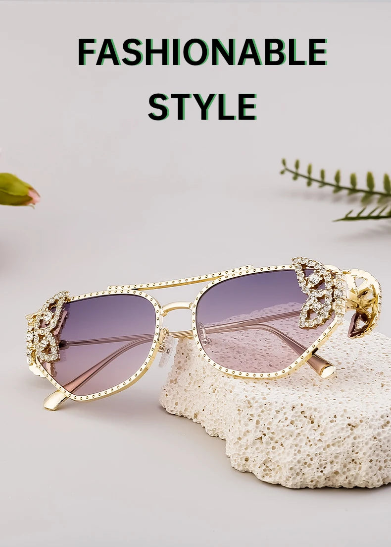 Cat Eye Rhinestone Eyewear-UV400