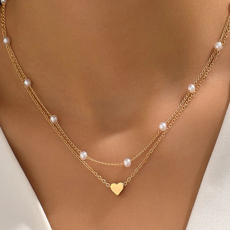 2Pcs Imitation Pearl Heart Pendant