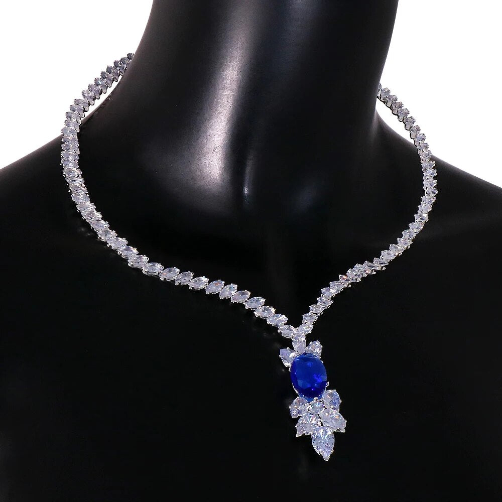 Blue Crystal Zircon Collar Necklace