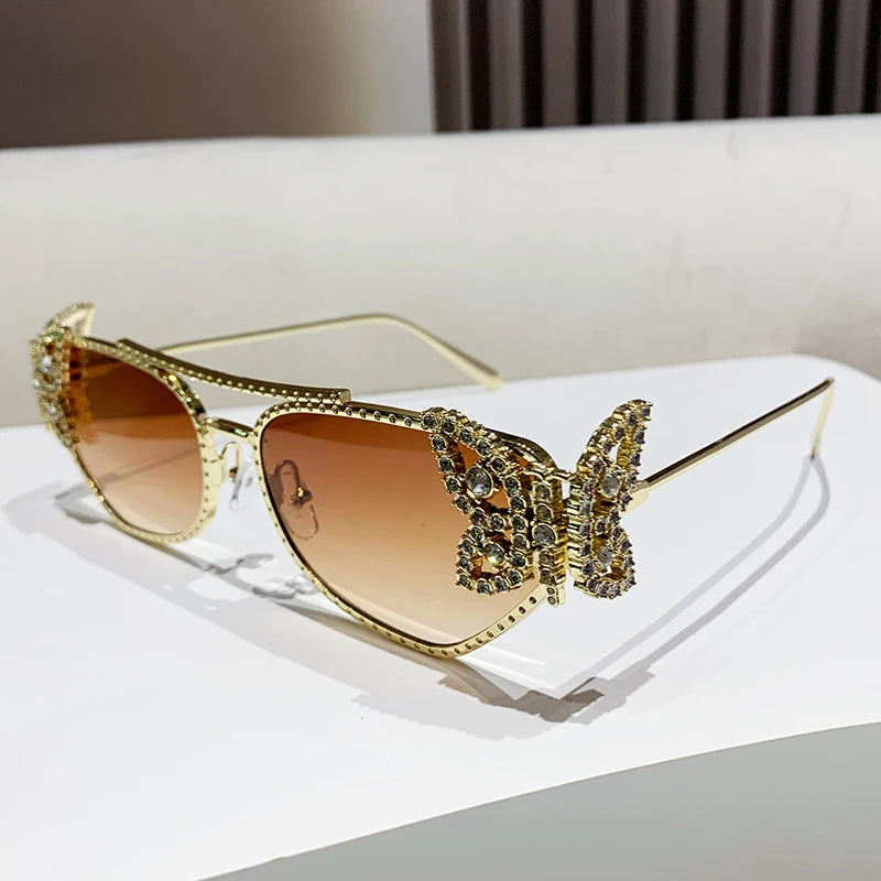 Butterfly diamond-encrusted sunglasses
