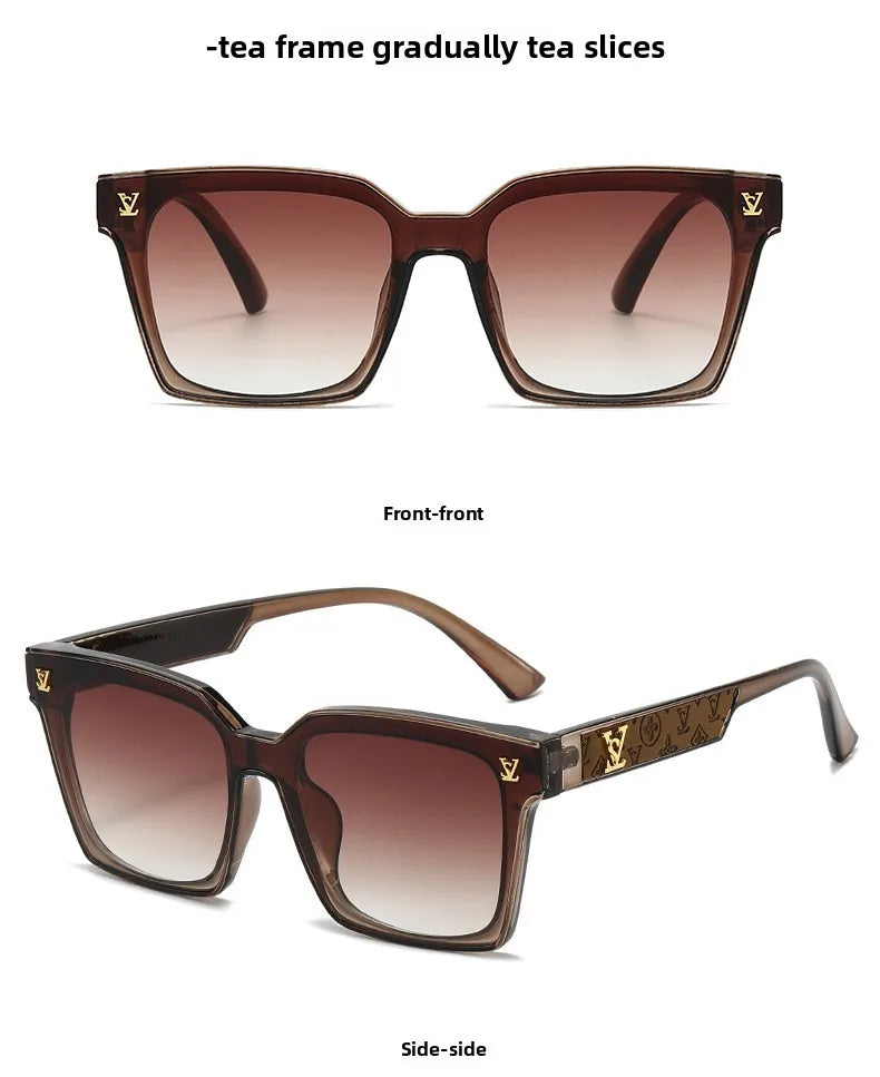New Square Unisex Leather Sunglasses
