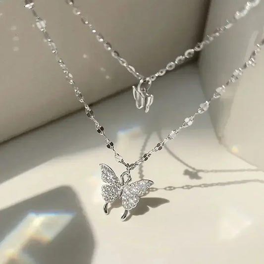 Double Layer Butterfly Exquisite Necklace Jewelry