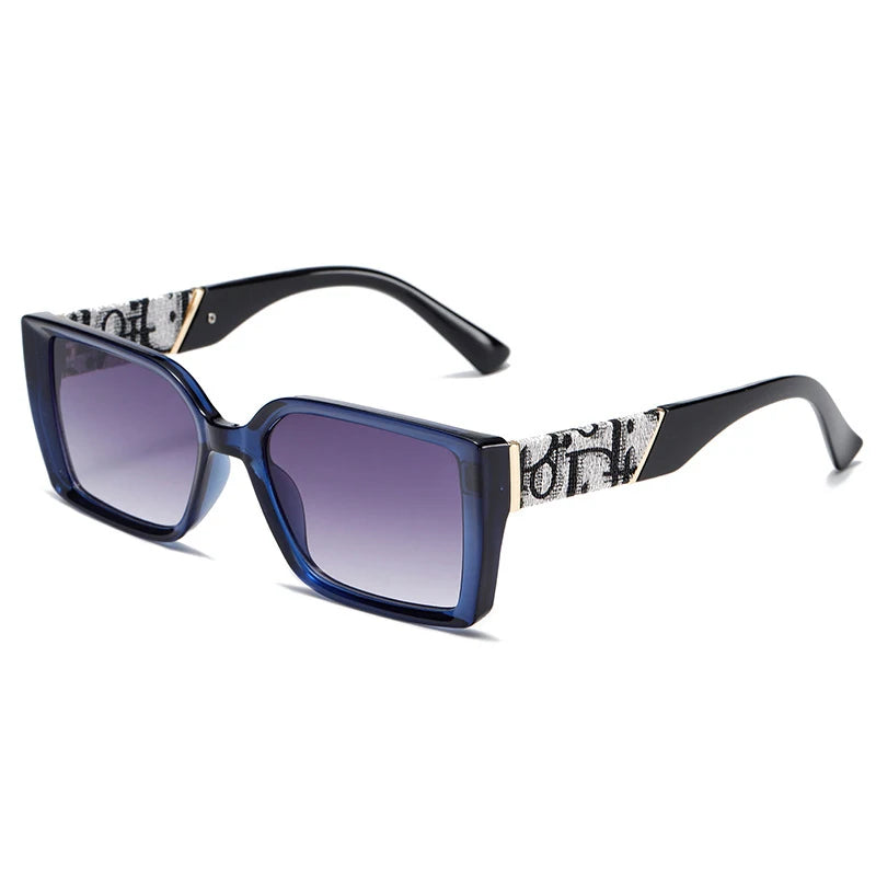 Letter Square Retro Tinted Rectangle Sunglasses