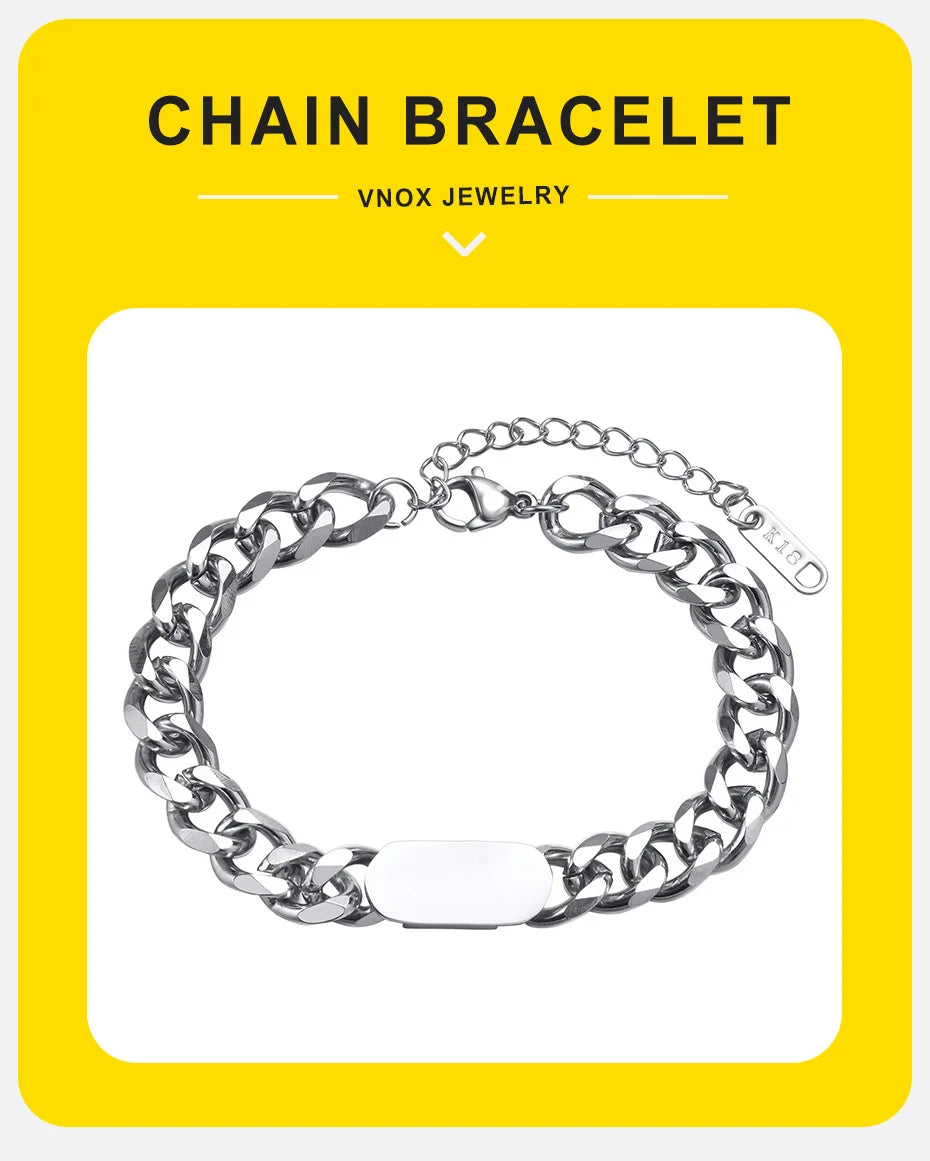 Adjustable Unisex Cuban Chain Bracelet