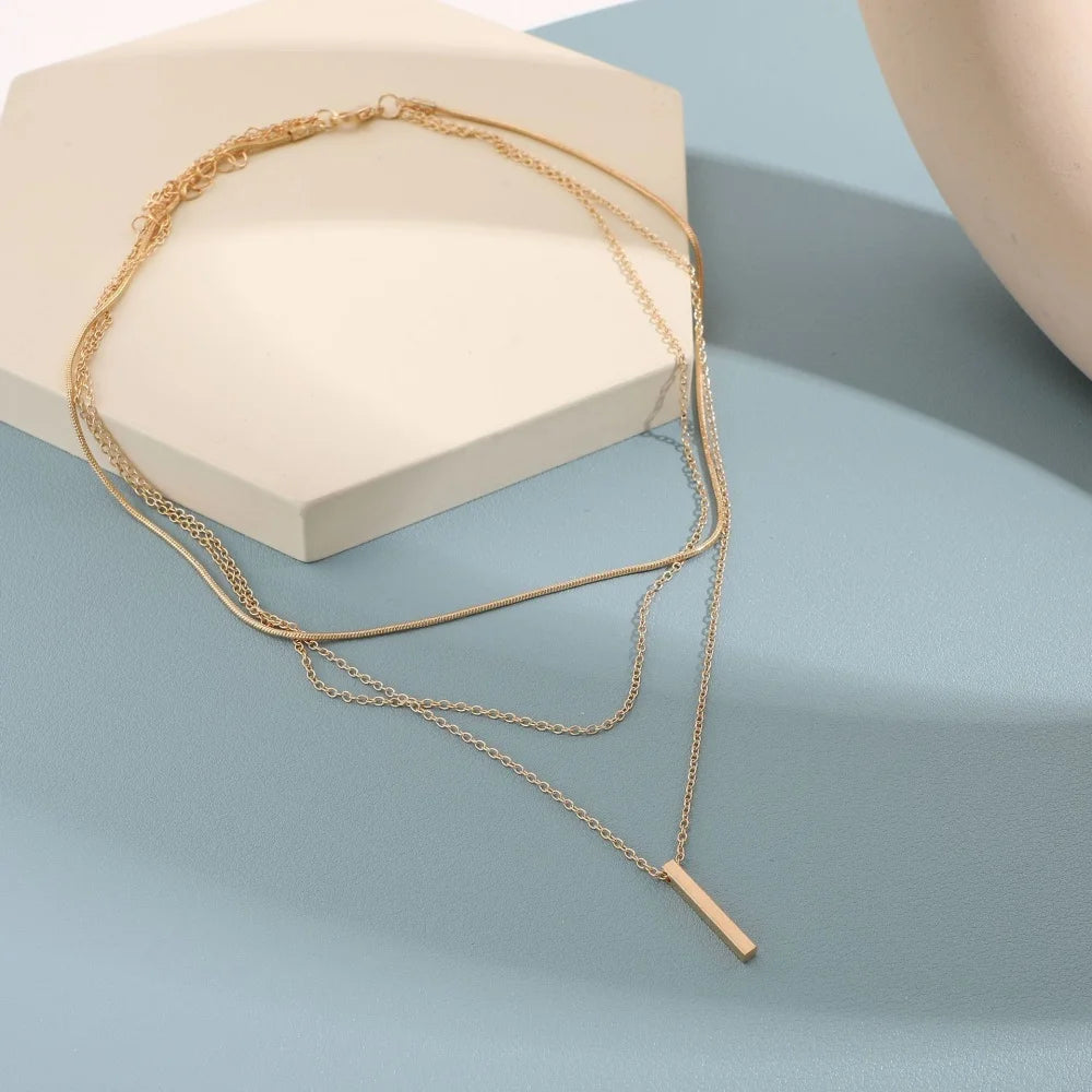 Layered 14K Gold Plated Pearl Cuban Necklace