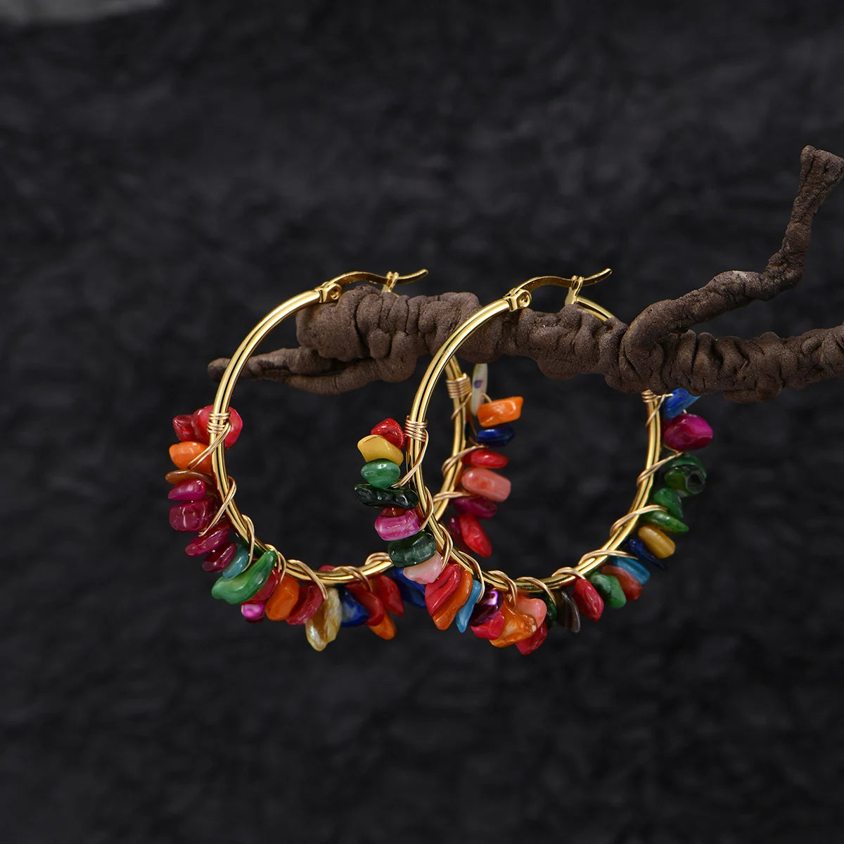 Creative Round Natural Stone/Turquoise Earrings