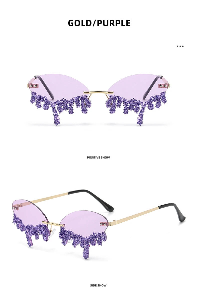 Diamond Rimless Rhinestone Tear Shaped