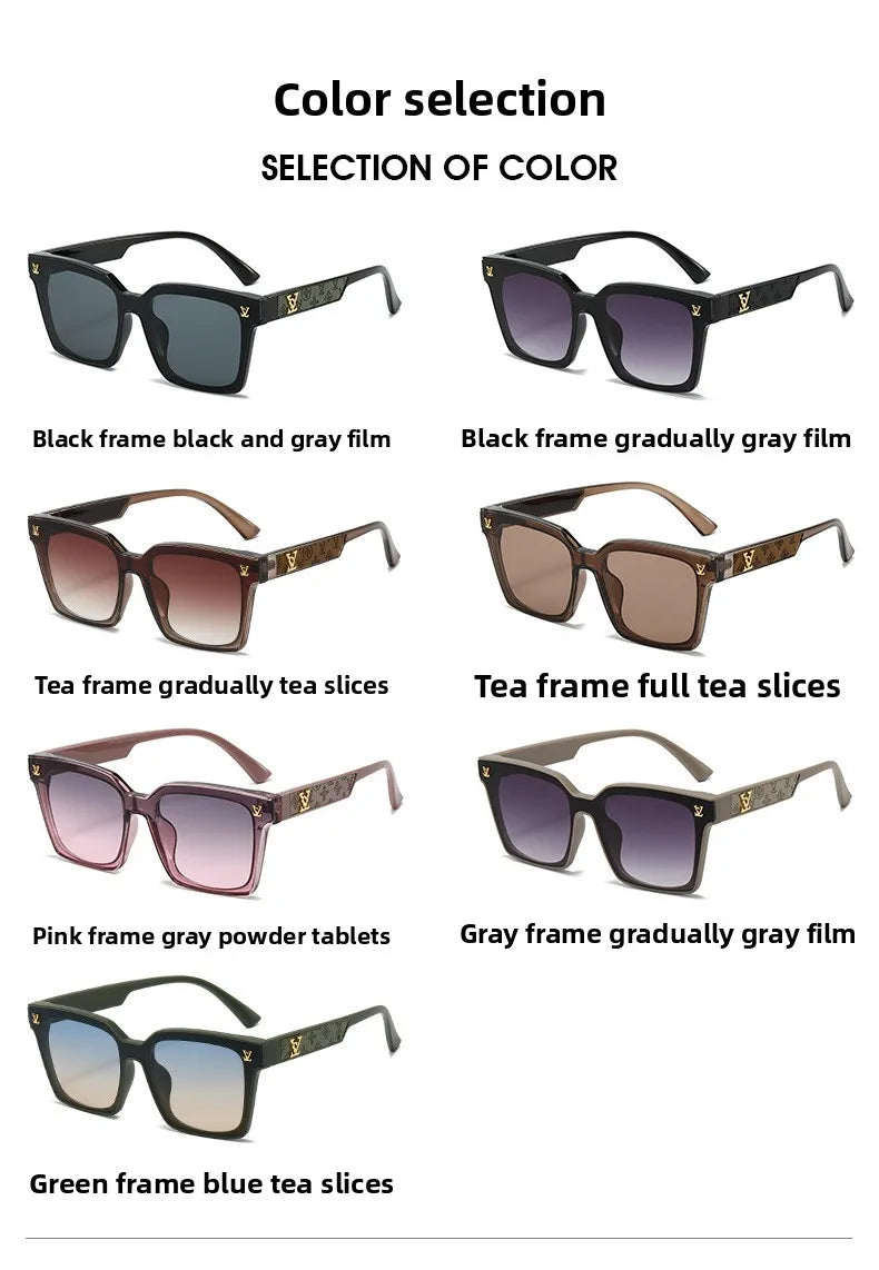 New Square Unisex Leather Sunglasses